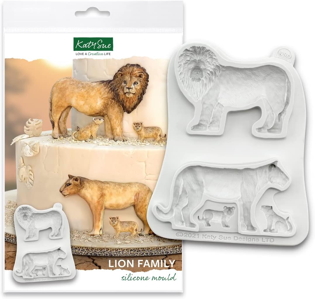 Katy Sue Lion Family Silicone Mold for Cake Decorating & Craft. A Lion Animal Mold For Use With Fondant, Gum Paste, Sugar Paste, & Air Dry Clay From Katy Sue Designs Fondant Molds