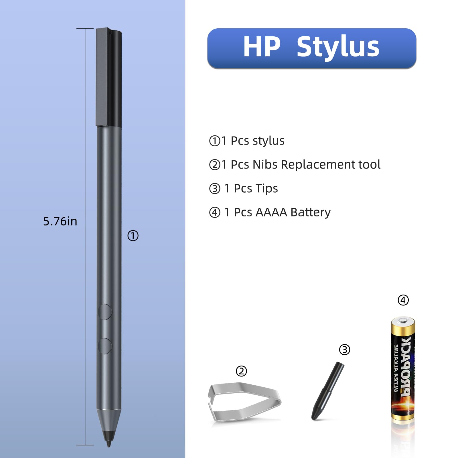 Lápiz capacitivo para HP Envy X360 Pavilion X360 Specter X360 Spectre X2 Envy X2 recargable MPP 1.51 Tilt Active Pen con sensibilidad a la presión 1024, rechazo de palma, función de fijación magnética