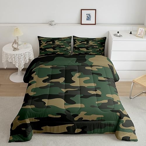 Kids Boys Camo Comforter Set Army Camouflage Lightweight Bedding Set for Girls T