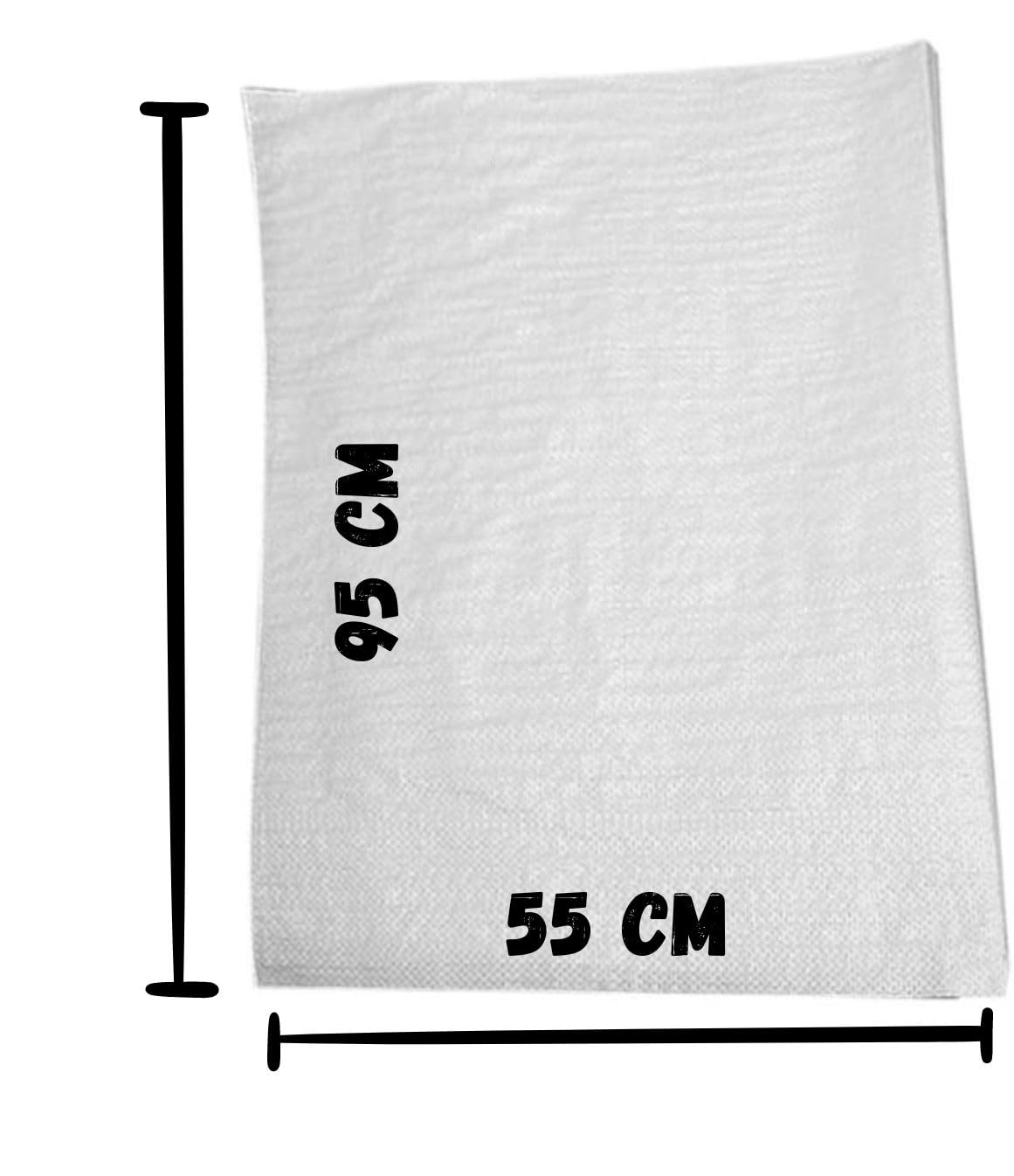 Sac Gravat Blanc Tissé par Lot | Capacité de 80 Litres = 55X95 cm | Tissé - Indéchirable - Réutilisable | Pierre - Gravier - Sable | Gant Manutention Compris (50)