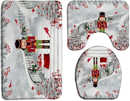 Juego de 3 tapetes de baño con diseño de árbol de Navidad, diseño de árbol de Navidad, caja de regalo, diseño de árbol de Navidad, diseño de ramas disponible en Yaxa Peru