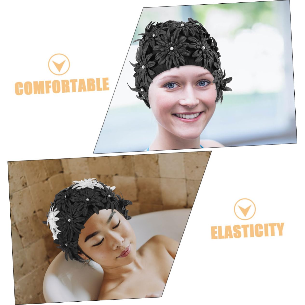 YARNOW 2pezzi Cuffia Con Protezione Elastiche e Resistenti Per Piscina e Attività Acquatiche