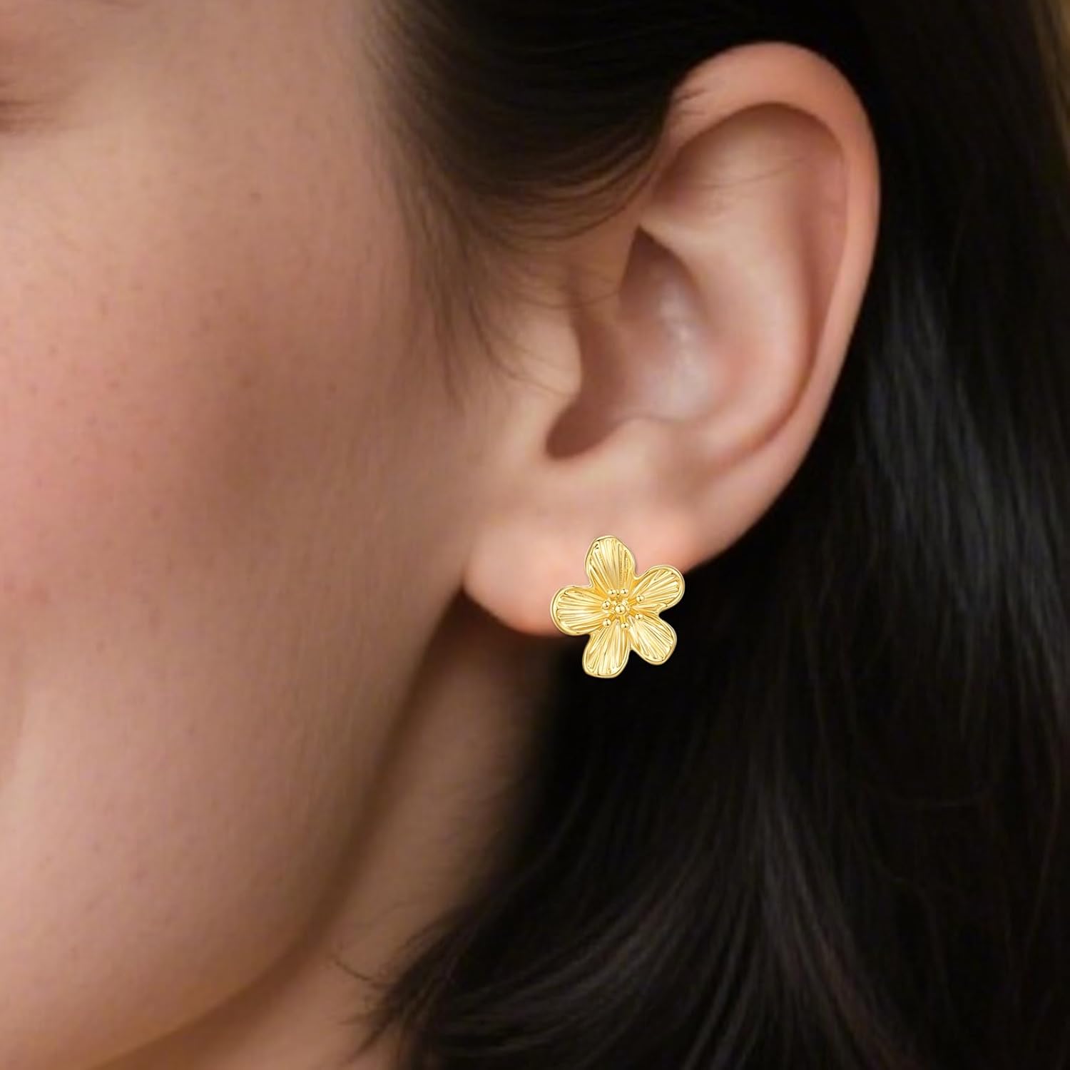 Clip on Earrings for Women - Dainty Flower Earrings, Vintage Floral Earring, Hypoallergenic 14k Gold Plated & Silver, Lightweight Non Pierced Jewelry for Sensitive Ears - Image 2