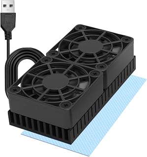 PANO-MOUNTS 40mmx2 Mini USB Radiator Fan Silent and Efficient 4010 Fan with Included 10mm Aluminum Heat Sink and Thermal Pad for Graphics Cards Router HDD 3D Printer