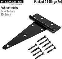 Vista 3 de Bisagras de puerta de cobertizo de 10 pulgadas con correa en T resistentes, bisagras de correa en T negras, bisagra en T forjada para cercas