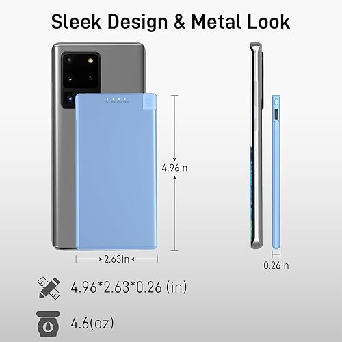 Miniatura 2 de Auskang Cargador portátil de 5000 mAh con cable tipo C integrado, batería compatible con iPhone15, Samsung, Google, teléfonos Android, etc