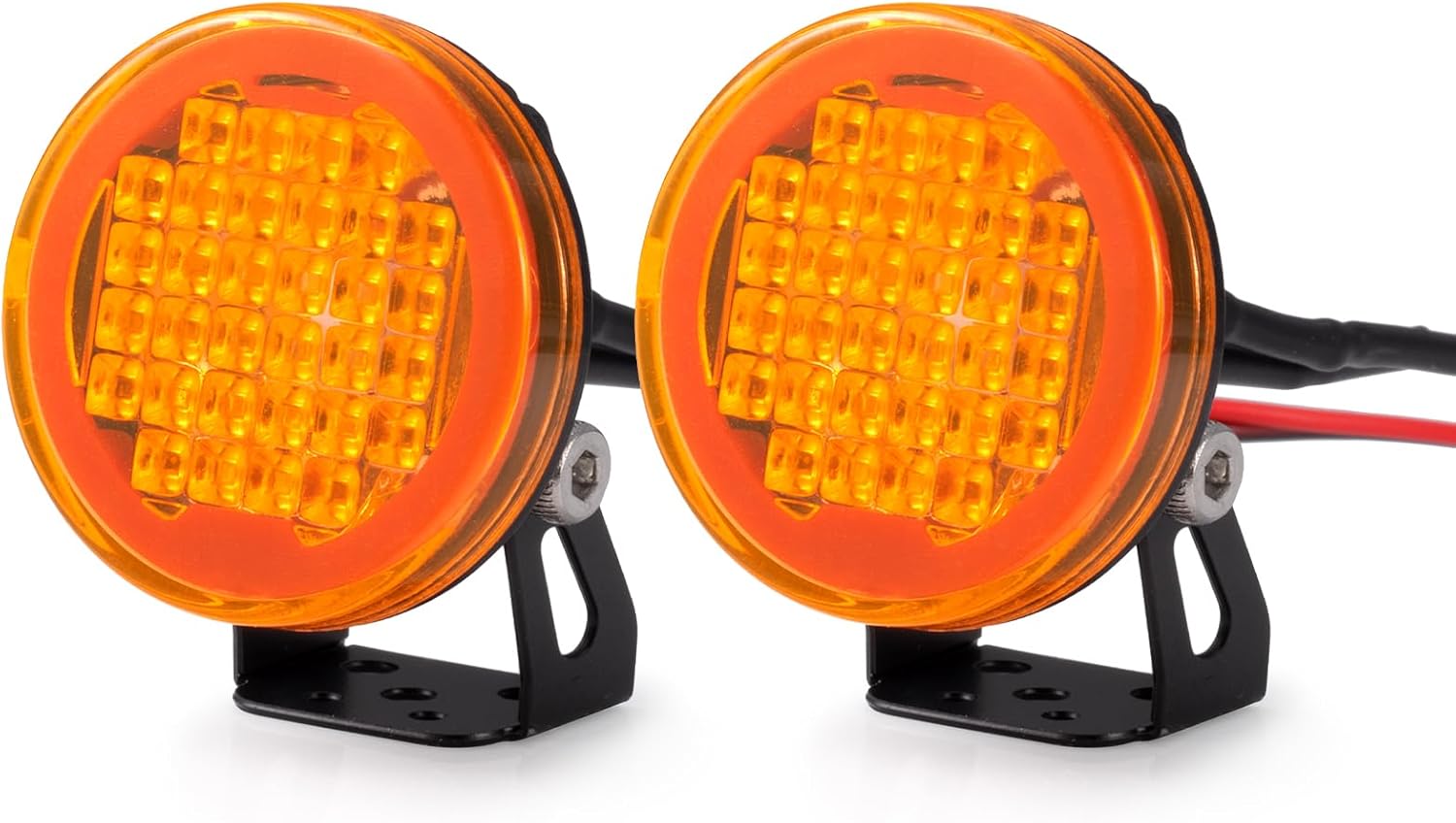 QUE-T 2pcs Round LED Light 22mm Spotlight Roof Light Headlight for 1/10 Axial Scx10 TRX4 TRX6 Wraith RR10 RC Car Upgrade (Red & White)