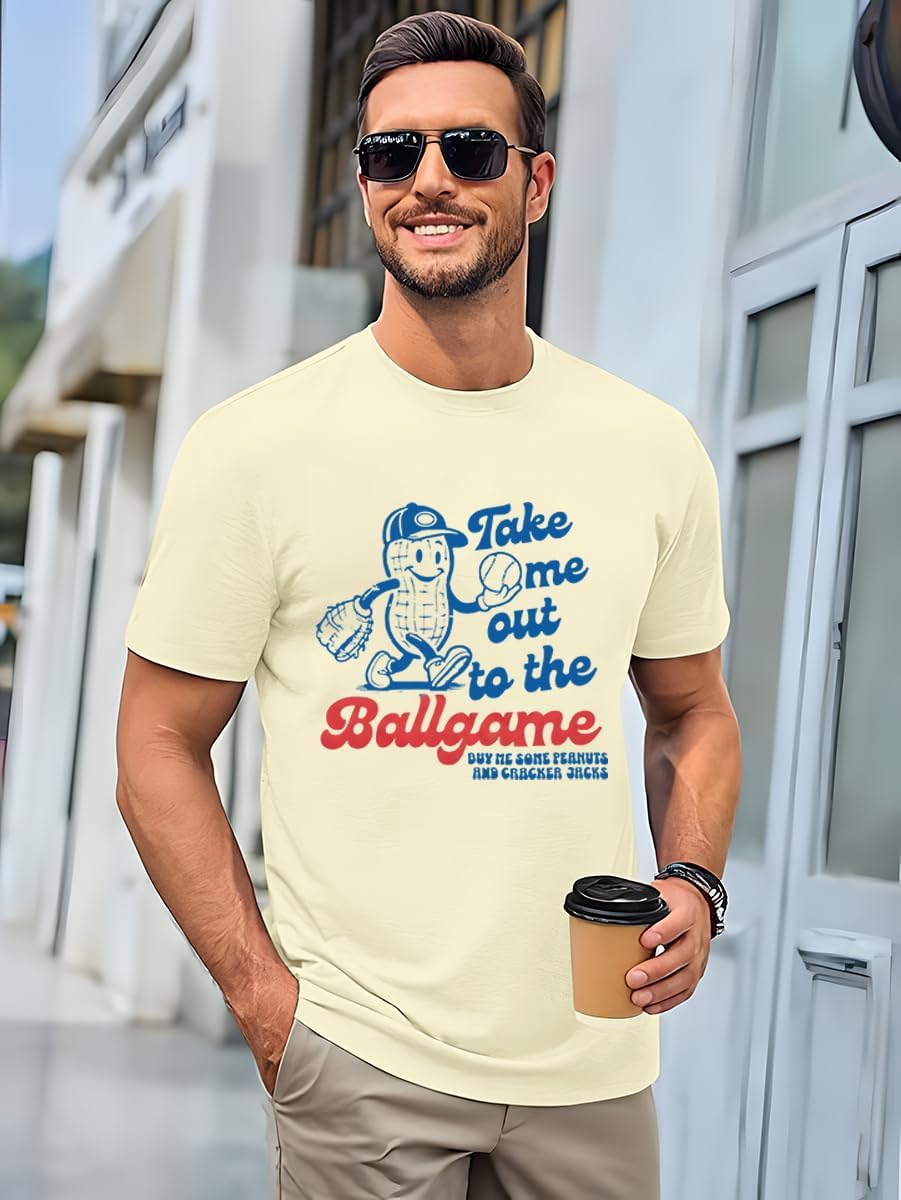 Baseball Shirts Men Take Me Out to The Ballgame Shirt Ballgame Graphic Tshirt Game Day Fan Gift Casual Short Sleeve Top