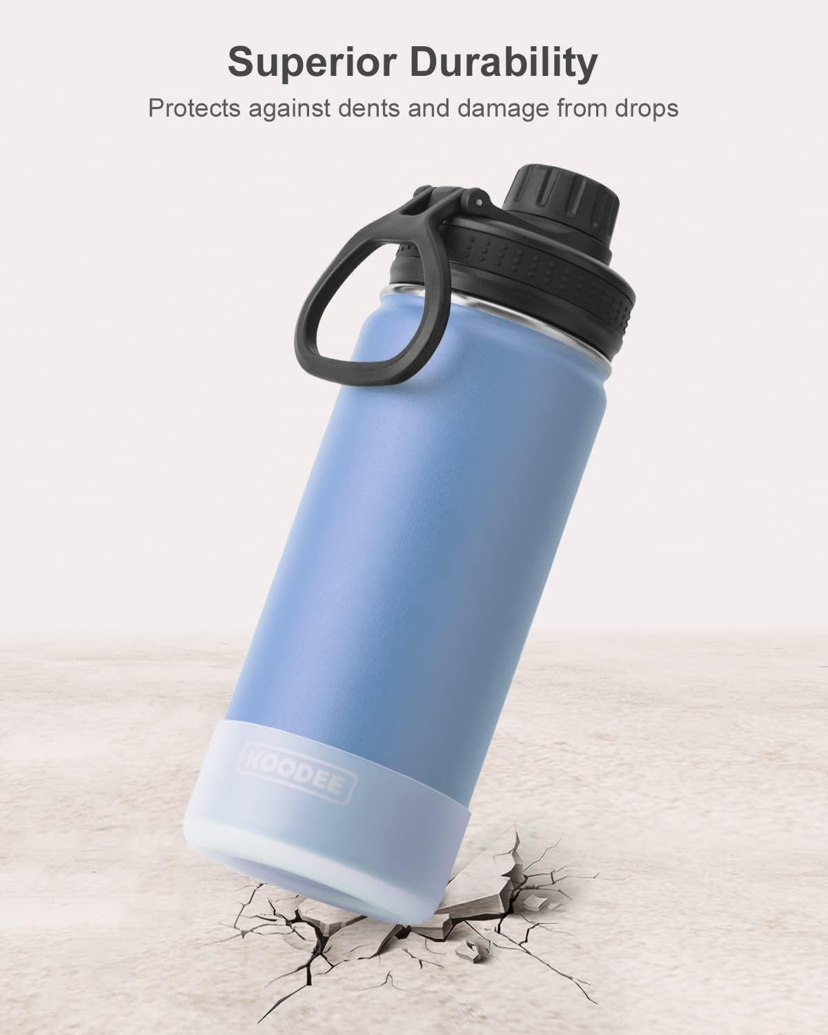 koodee 16 oz Water Bottle Stainless Steel Double Wall Vacuum Insulated Water Bottle for School Wide Mouth Flask with Leakproof Spout Lid (Royal Blue) - Image 5