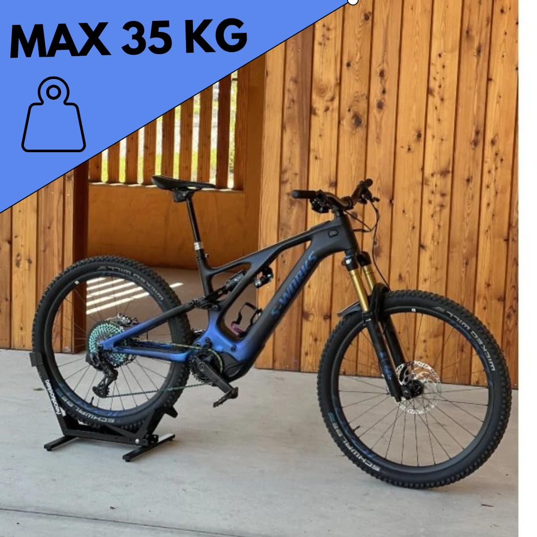 DRAGONWORKS RAID Supporto Bicicletta, cavalletto bici da terra per MTB, e-bike, gravel e bici da corsa 26–29", supporto bici stabile per garage, manutenzione e parcheggio, fino a 35 kg