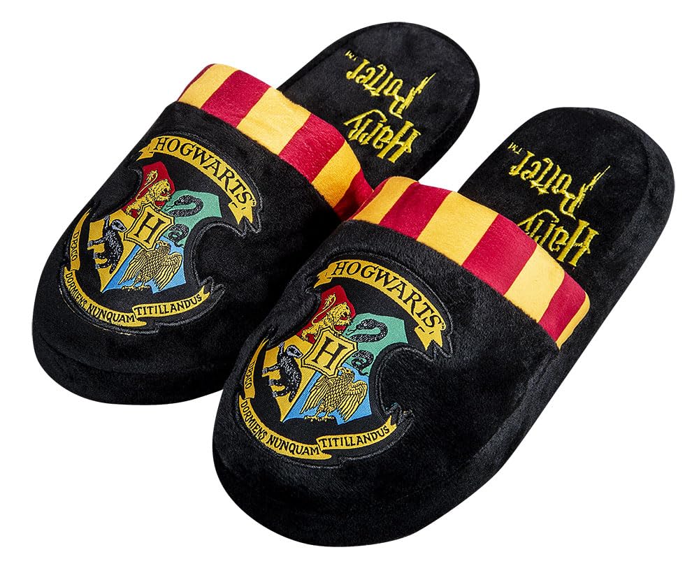 Groovy Men's Black Uk Harry Potter Hogwarts Mule Slippers, 5/7 Uk, /Burgundy/Yellow