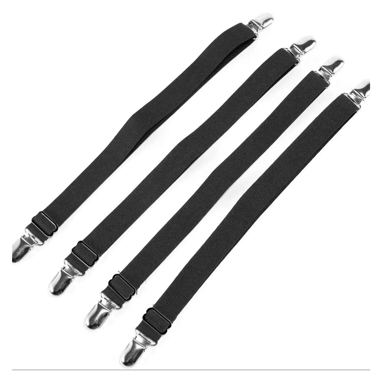 PFMSAAF bed sheet clips Bed Sheet Suspenders Adjustable Holder Straps Fasteners Heavy Duty Grippers for Mattress 30-55cm for bed(Black)