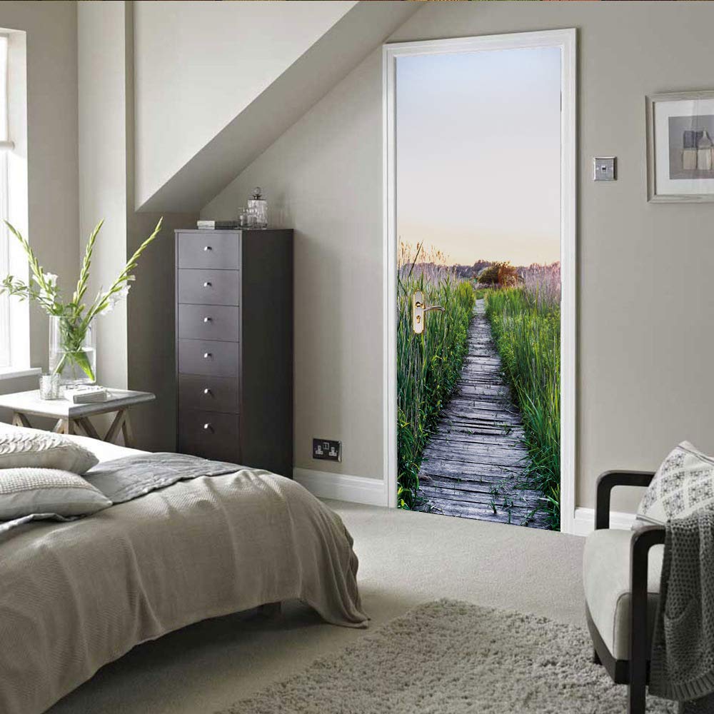 Autocollant Porte 3D Trompe-l'œil - 83x204 Cm - PVC Adhésif - Décoration Murale