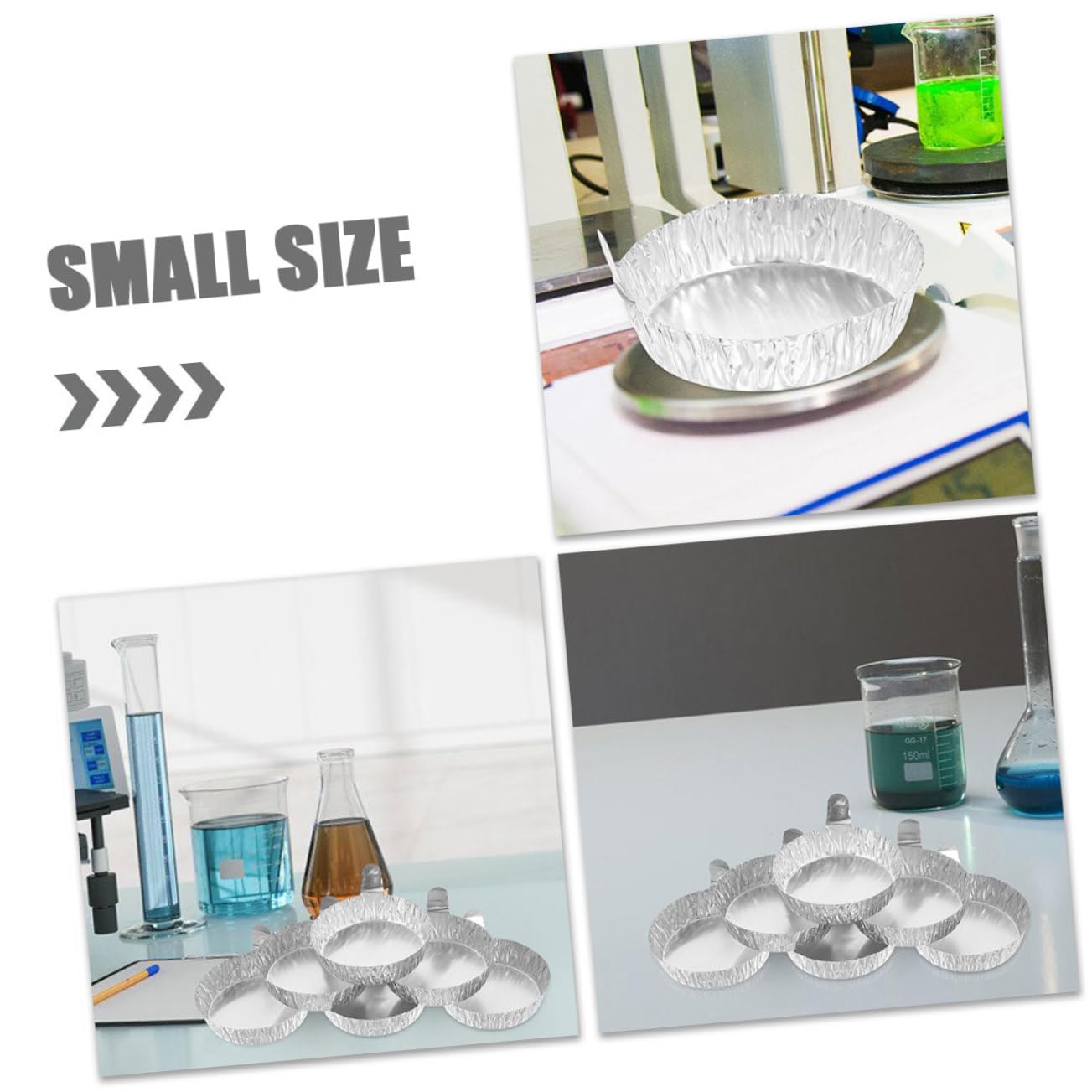 Bandejas De Pesaje De Aluminio Para Laboratorio 200 Piezas, Diámetro 60mm (42ml), Asas y Superficie Lisa Para Manipulación De Muestras En Análisis Químicos