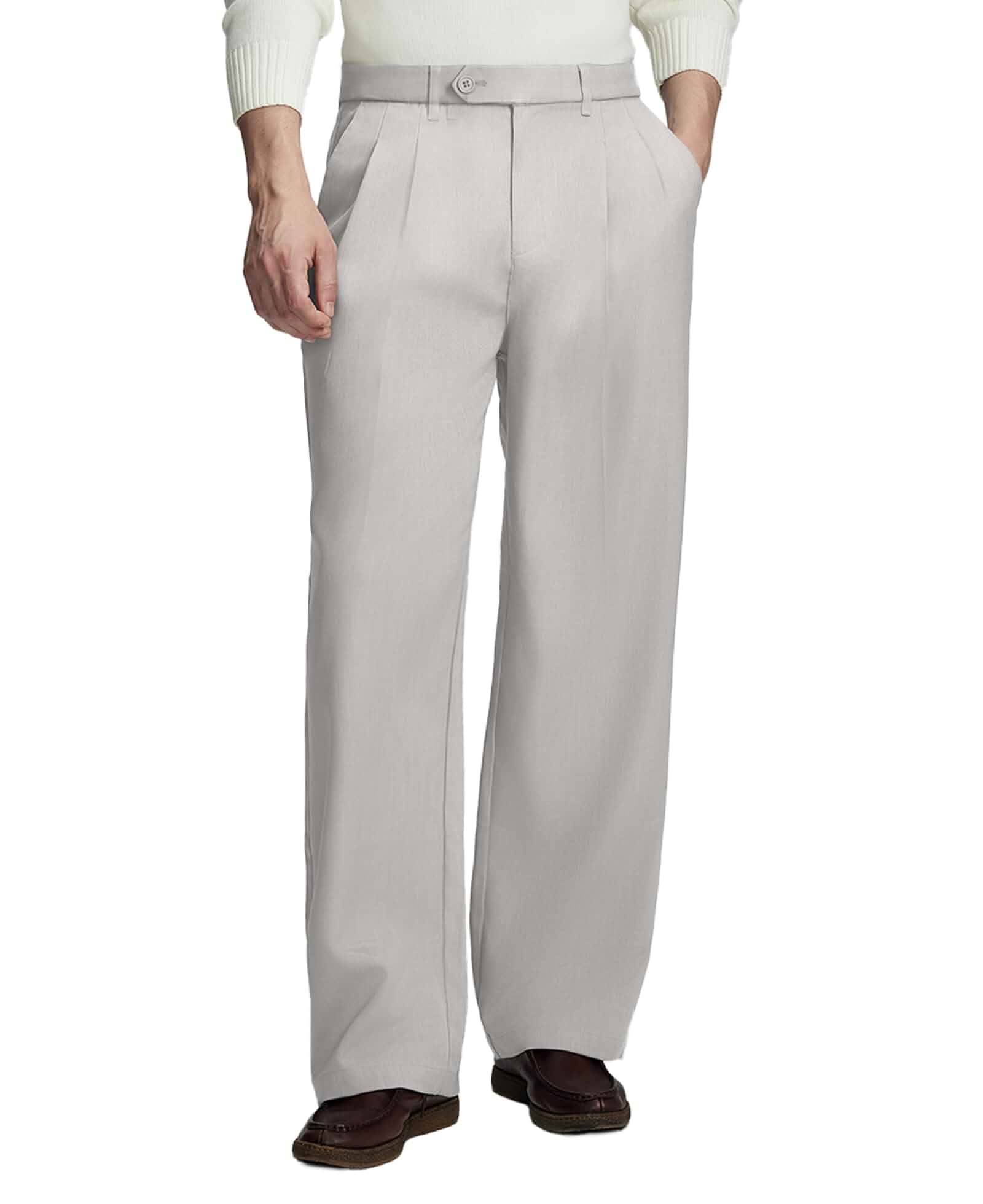 Susclude Mens Casual Dress Pants Old Money Pleated Baggy Wide Leg Vintage Relaxed Fit Slacks Work Office Trousers Regular