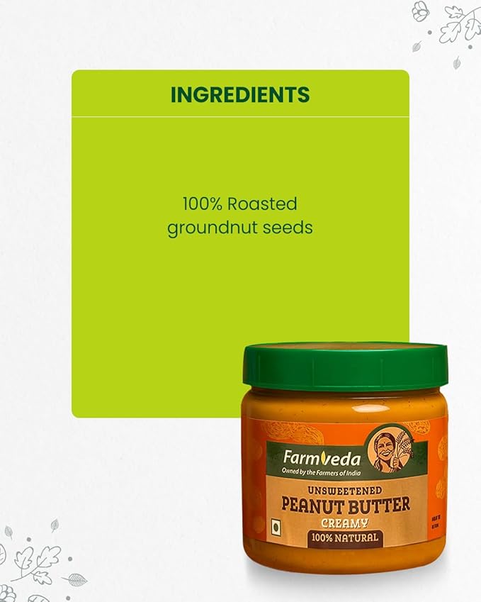 Farm Veda Mantequilla de Maní Cremosa 320g Natural Sin Azúcar miniatura 3
