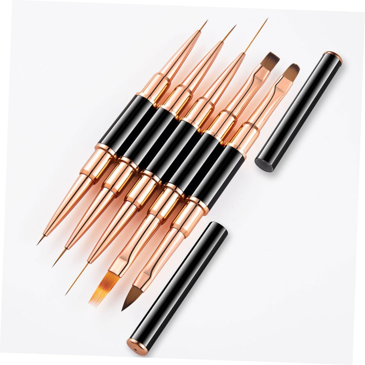 minkissy 15 Piezas Juego De Pinceles Para Uñas Suministros De Arte De Uñas Pincel Para Pintar Uñas Esmalte De Uñas Herramientas De Arte De Uñas De Salón De Aluminio Difuminador Pintado