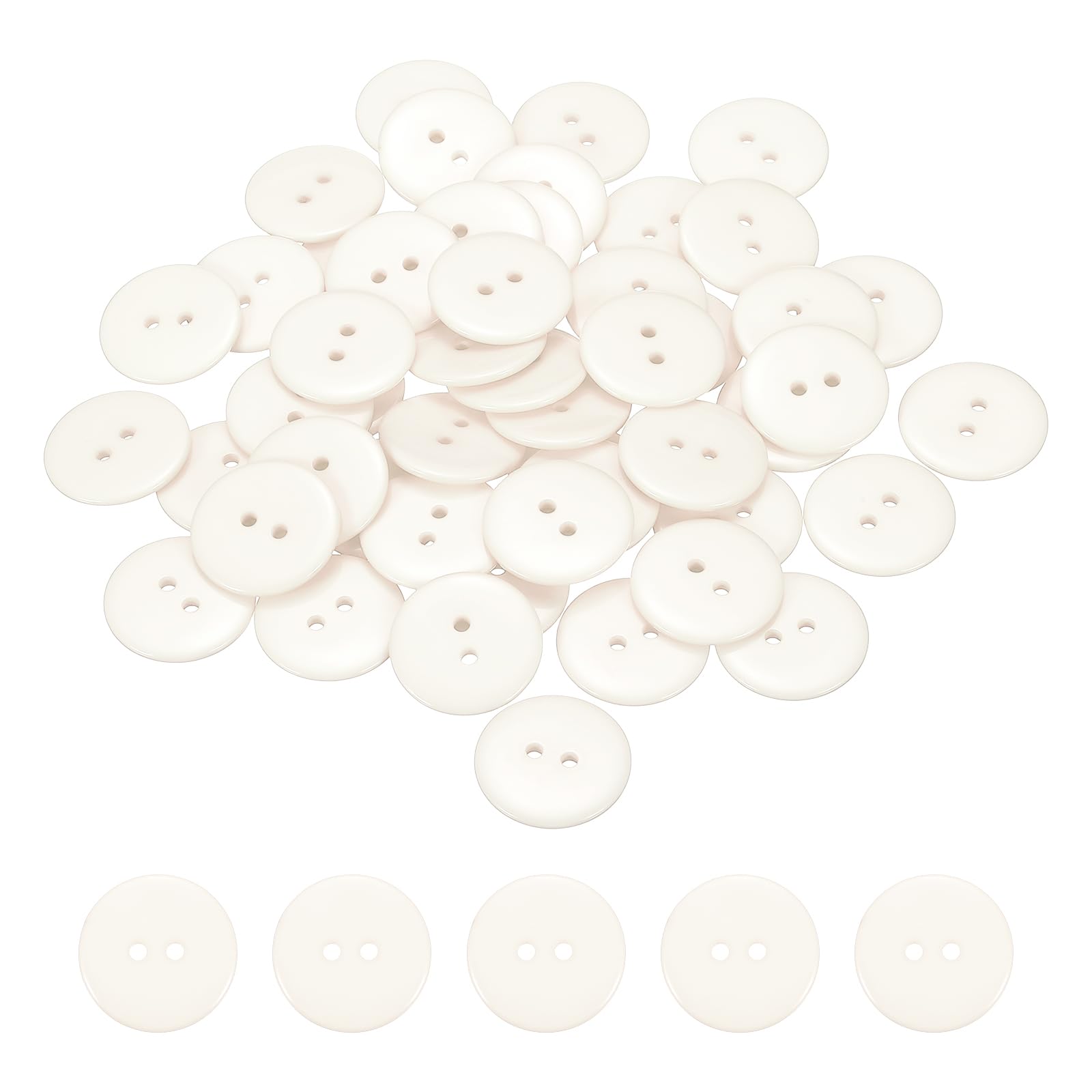 sourcing map 50pcs Resin Sewing Button, 28mm (1-1/8-inch) 2 Holes Round Craft Decorative Buttons for Coat Clothes Holiday Decoration, Beige