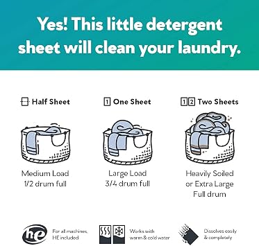 Laundry Detergent Sheets - Fragrance Free 60 Sheets (Pack of 2)