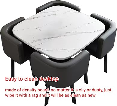 Dining Table Set For 4,dining Room Table Square,Office Reception Room Table,Table And Chair Set,Business Conference Room Table,Small Conference Room Tables,Office Meeting Room Table(White+Black)