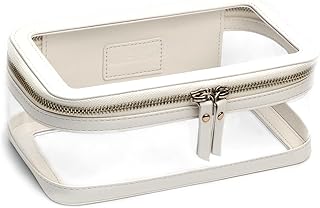 Clear Makeup Case - TSA Approved Clear Makeup Bag, Clear Toiletry Bags for Traveling, Toiletry Bag for Women, Clear Travel Bags For Toiletries, Travel Cosmetic Bags Organizer (Off-White)