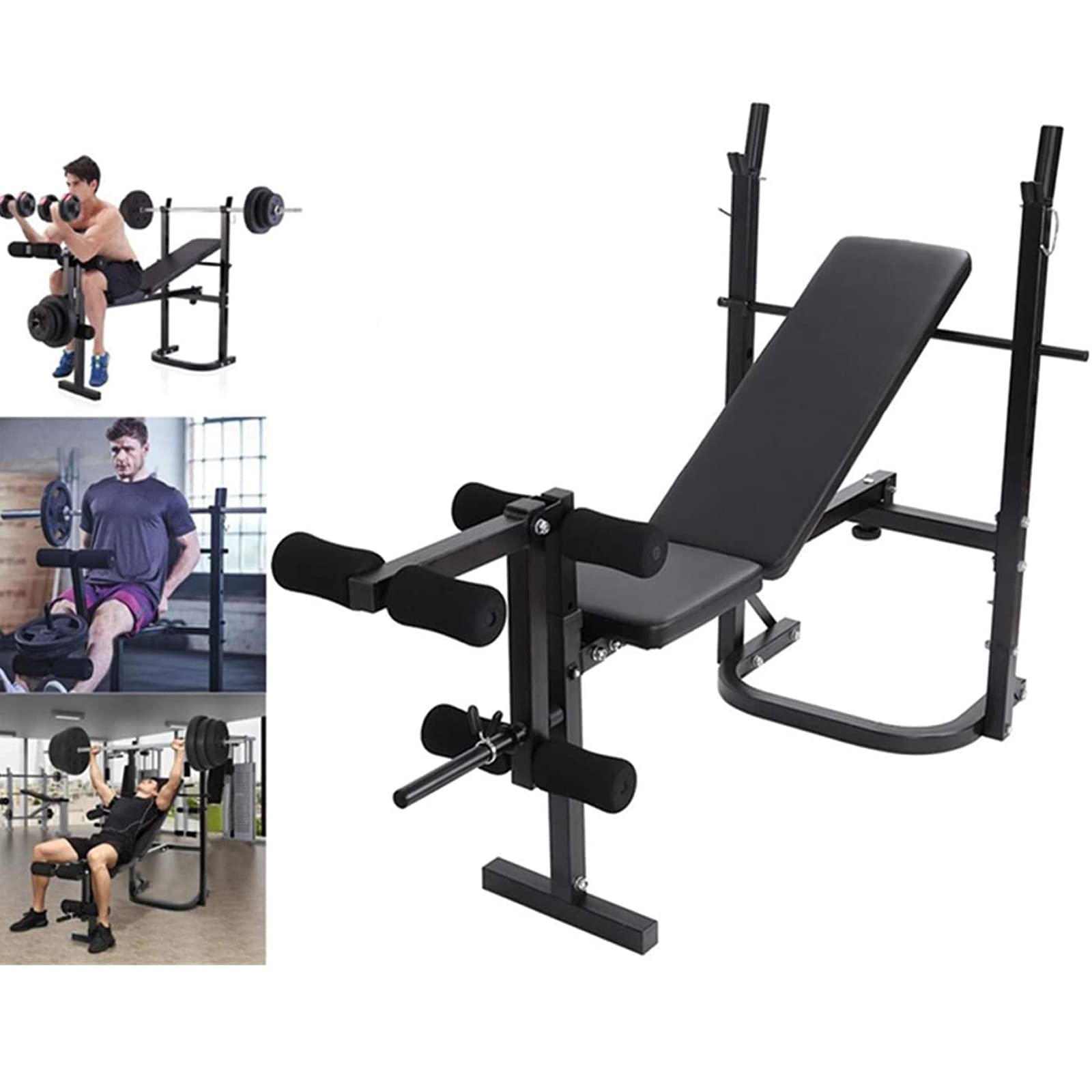 Buy QAQZ Foldable Olympic Weight Bench Set with Squat Barbell Rack for