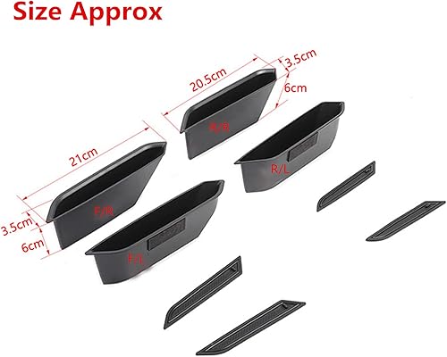 Miniatura 7 de YOCTM Paquete de 4 bandejas organizadoras de puerta para Ford Bronco de 4 puertas 2021 2022 2023, bolsillos delanteros y traseros, accesorios