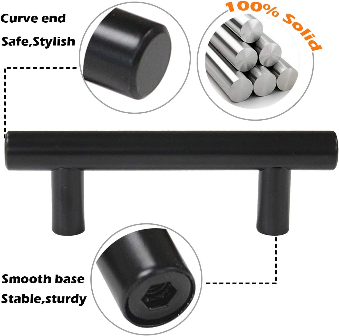 Review Discount Gobrico Solid Stainless Steel T Bar Cabinet Handles Euro Style Black Cupboard Drawer Kitchen Round Pulls Knobs 6-3/10 Holes 30Pack Best Deal 🛒 Gobrico Solid Stainless Steel T Bar Cabinet Handles Euro Style Black Cupboard Drawer Kitchen Round Pulls Knobs 6-3/10 Holes 30Pack