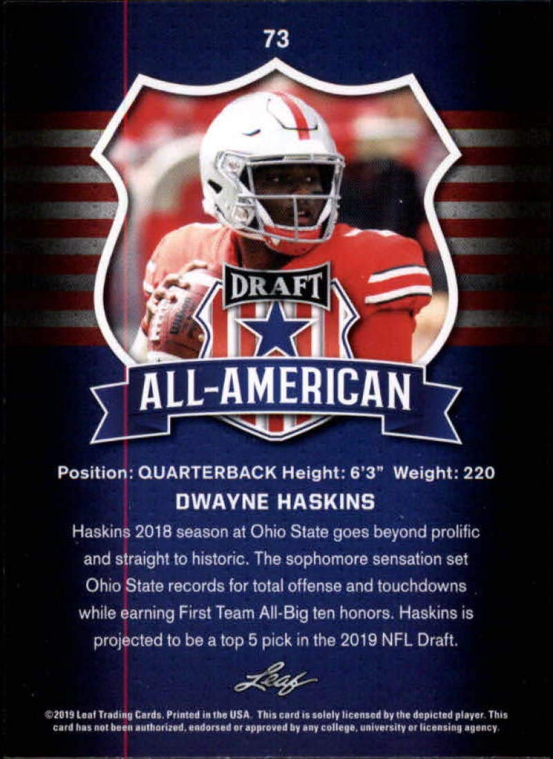 Amazon.com: 2019 Leaf Draft Gold Football RC Rookie Card #73