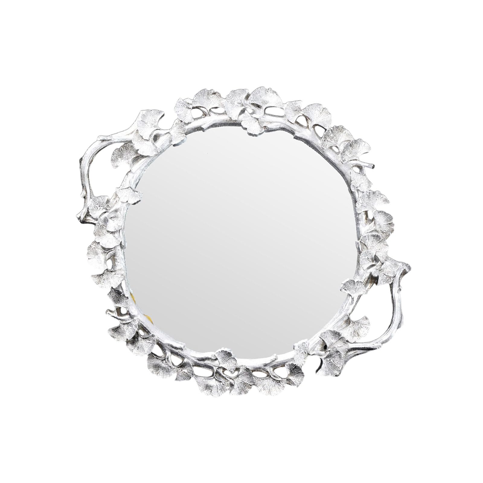 Elnwnnkc Entryway Table Decor Tray with Embossed Sculpted Border, Reflective Center, and Resin Catchall Display Accent Appeal Vanity Tray Serving Jewelry Organizer Decorative Mirrour