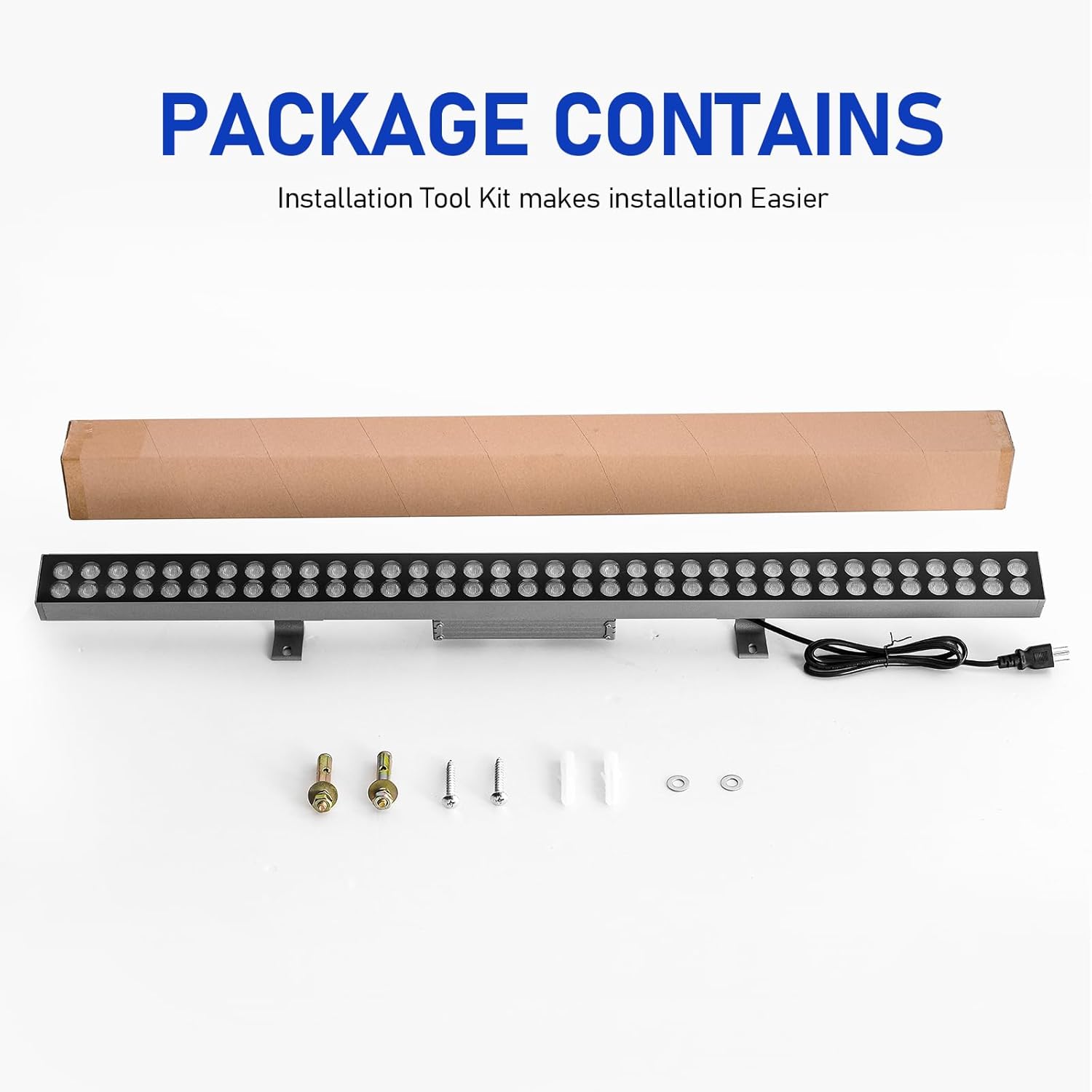Wall Washer Light Real 72W LED 6000K Daylight Wash Lighting, IP66 Waterproof LED， Suitable for Building Walls，Batting Cage, Church, Ads, Yard, US Plug
