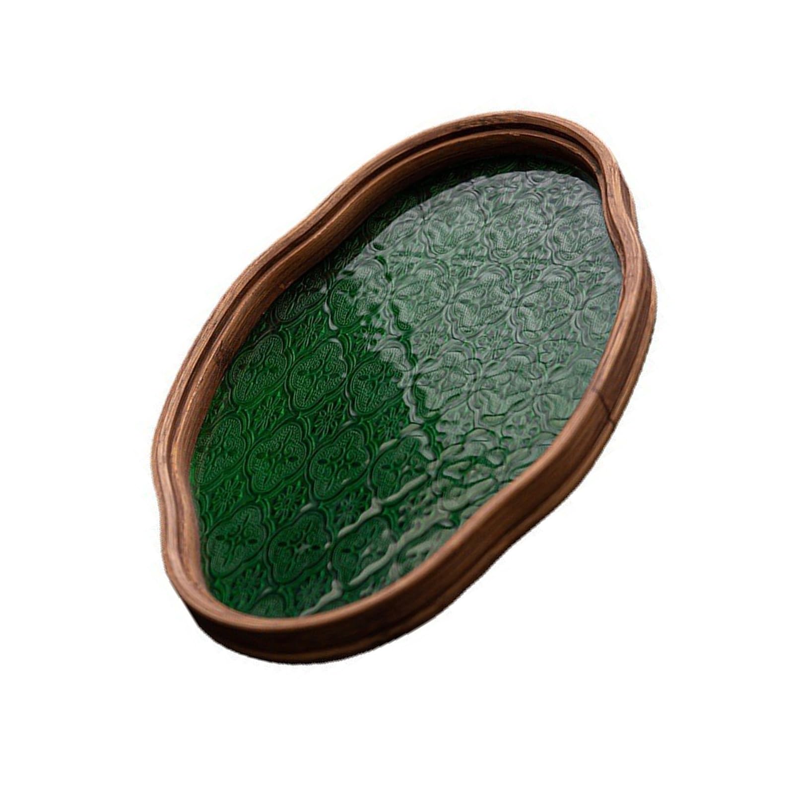 Kalttoy Green Florals Glass Tray For Afternoon Tea And Home Decoration With Rounded Edges And Sturdy Construction Clear Serving Tray