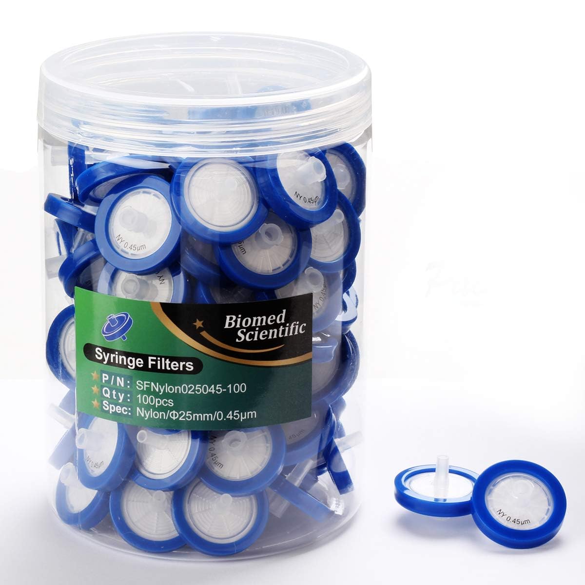 Syringe Filters Nylon 25mm Diameter 0.45um Pore Size Non Sterile 100/pack by Biomed Scientific