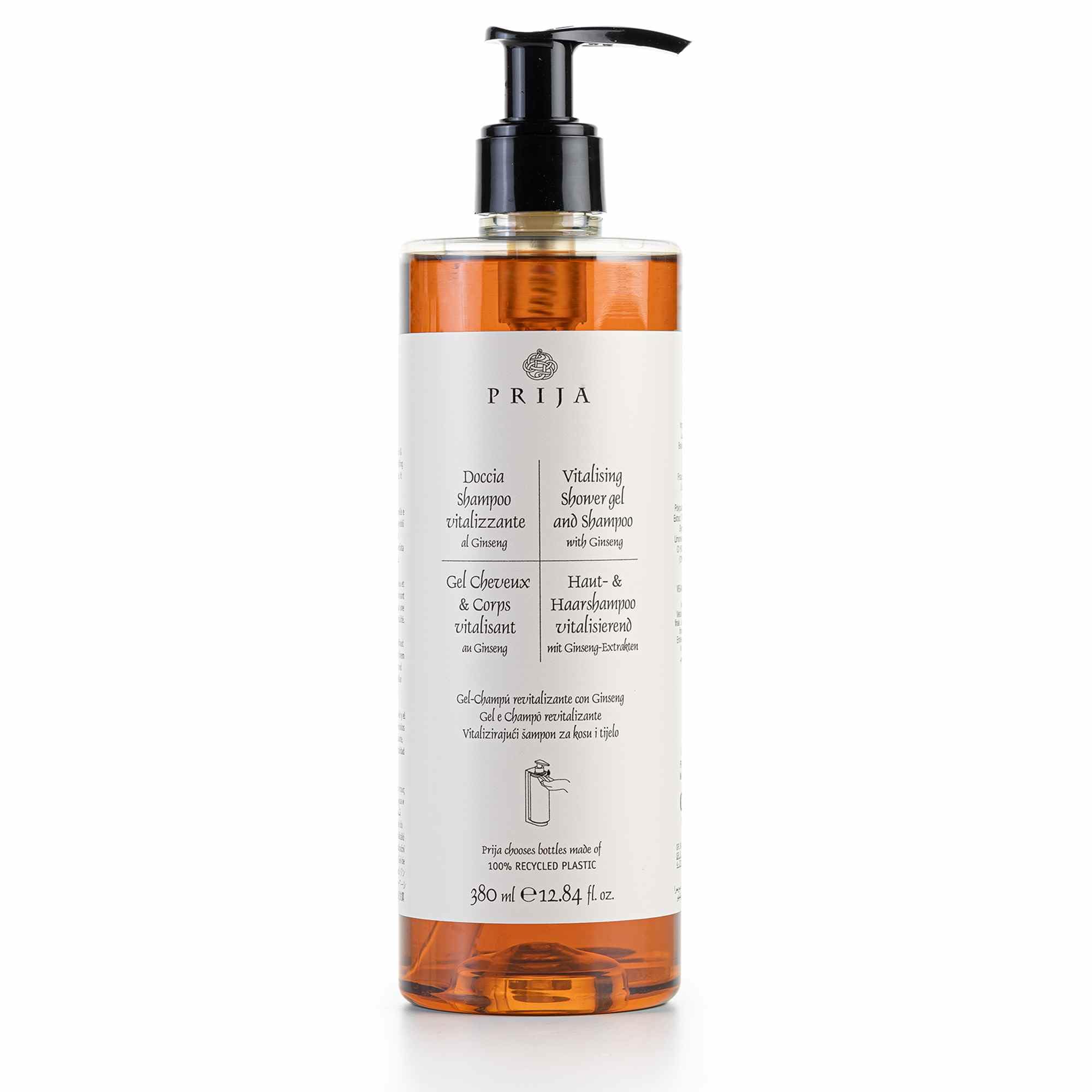 Prija - Ginseng Duschgel Set - 18x 380ml für Wellness, Spa, Hotel - 100% natürlich, vegan, dermatologisch getestet