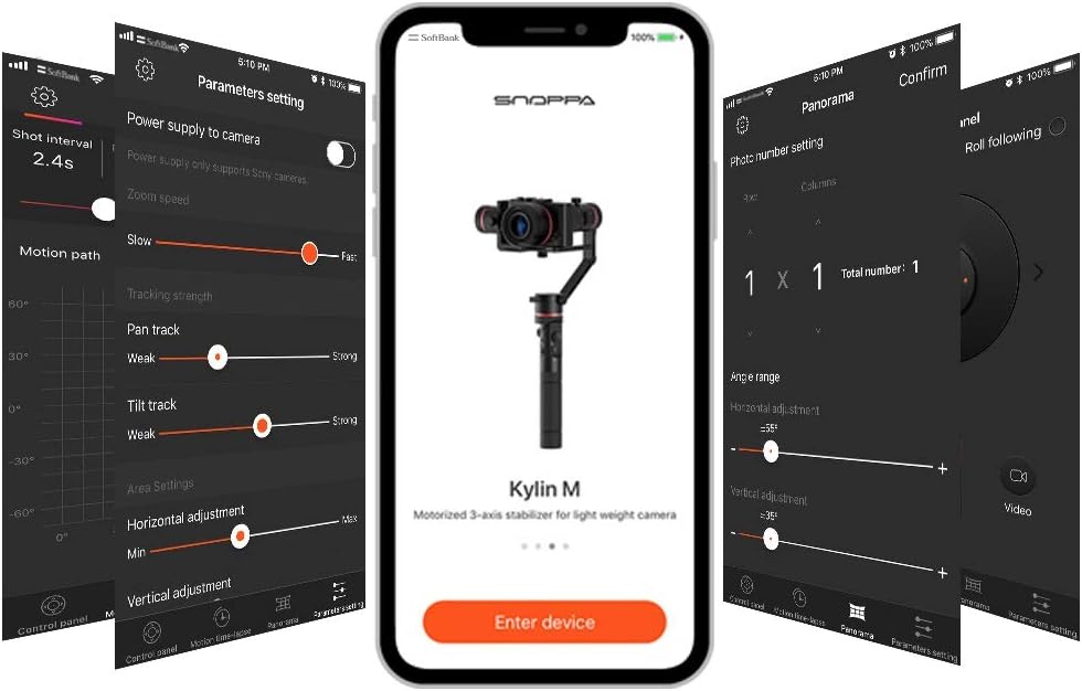 Snoppa rotatable Handle Kylin M 3-axis Handheld Gimbal stabilizer for mirrorless and Small DSLRs up to 4 lbs Payload Compatible with Canon M, Sony A7, Nikon J, Panasonic Lumix, Fuji XT (New Version)