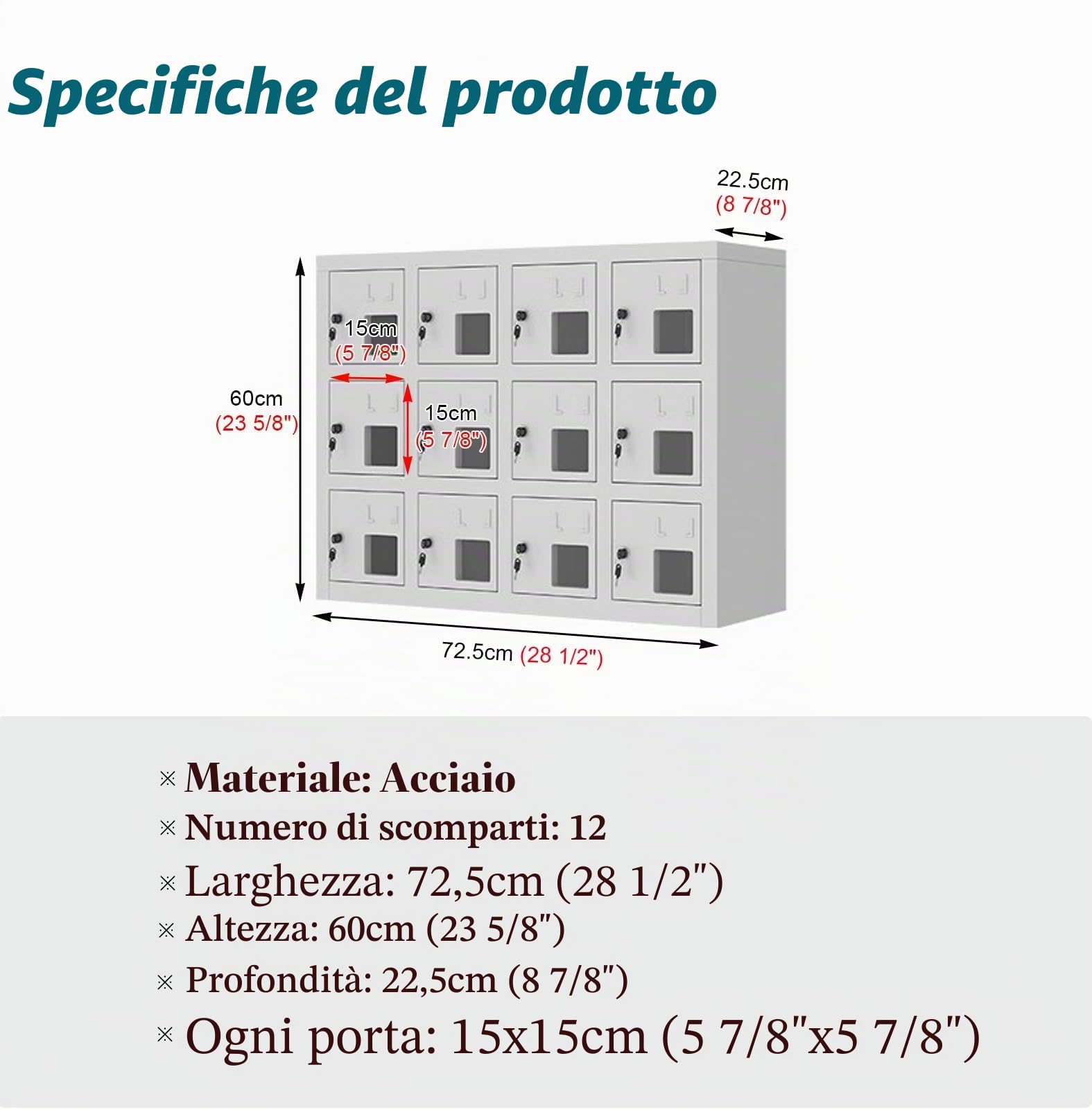 Armadietto per Telefoni Cellulari Armadietto Metallico Portacellulare, Armadietti Portacellulare Tascabili con Serratura e Chiave Individuali, Contenitore Portacellulare per Studenti(12 Slots)