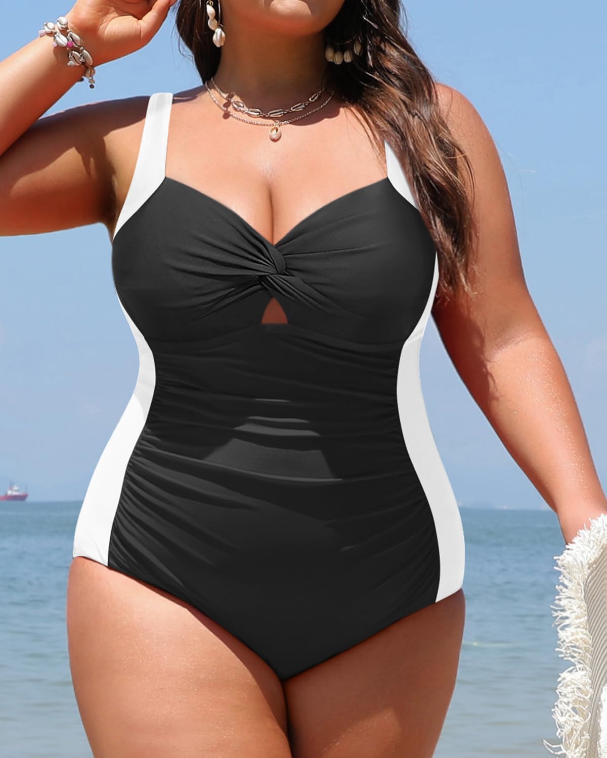 Daci Women Plus Size One Piece Swimsuits - Tummy Control Bathing Suits Full Coverage Twist Front Ruched Swimwear 2025 - Image 5