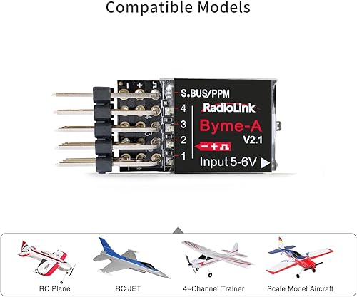 Miniatura 7 de Radiolink Byme-A V2.1 Controlador de vuelo RC Estabilizador de giroscopio con 6 modos de vuelo, 4 canales para acrobacias A560, avión de ala fija