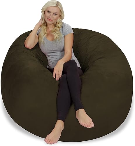 Miniatura 27 de Chill Sack Puf - Sillón gigante de espuma viscoelástica de 5 pies, sofá grande con funda de microfibra suave, color negro ónix Micro Gamuza - Negro