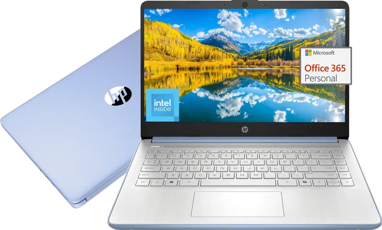 HP Laptop 14" for Students & Business, Intel Quad-Core Processor(Beat i3-1115G4), 1 Year Office 365, 8GB RAM, 256GB Storage(128GB UFS + 128GB SD Card), Wi-Fi 6, Webcam, USB C, Win 11 Pro