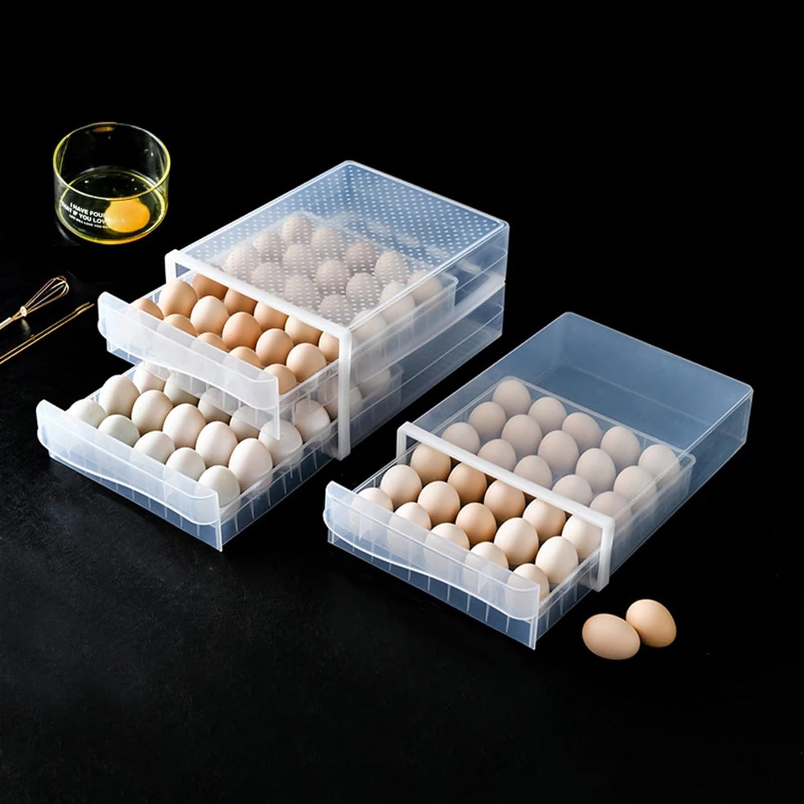 Suministros de Cocina, Soporte Transparente for refrigerador, Organizador de Huevos, Caja de Almacenamiento for Huevos, cajón, Bandeja for Huevos de una/Doble Capa(Single Layer)