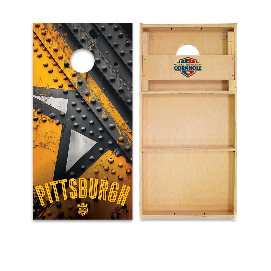 Skip's Garage Pittsburgh Cornhole Boards - WSOC Runway Series - Includes (2) Boards (Resin Bags) + NO Additional Accessories