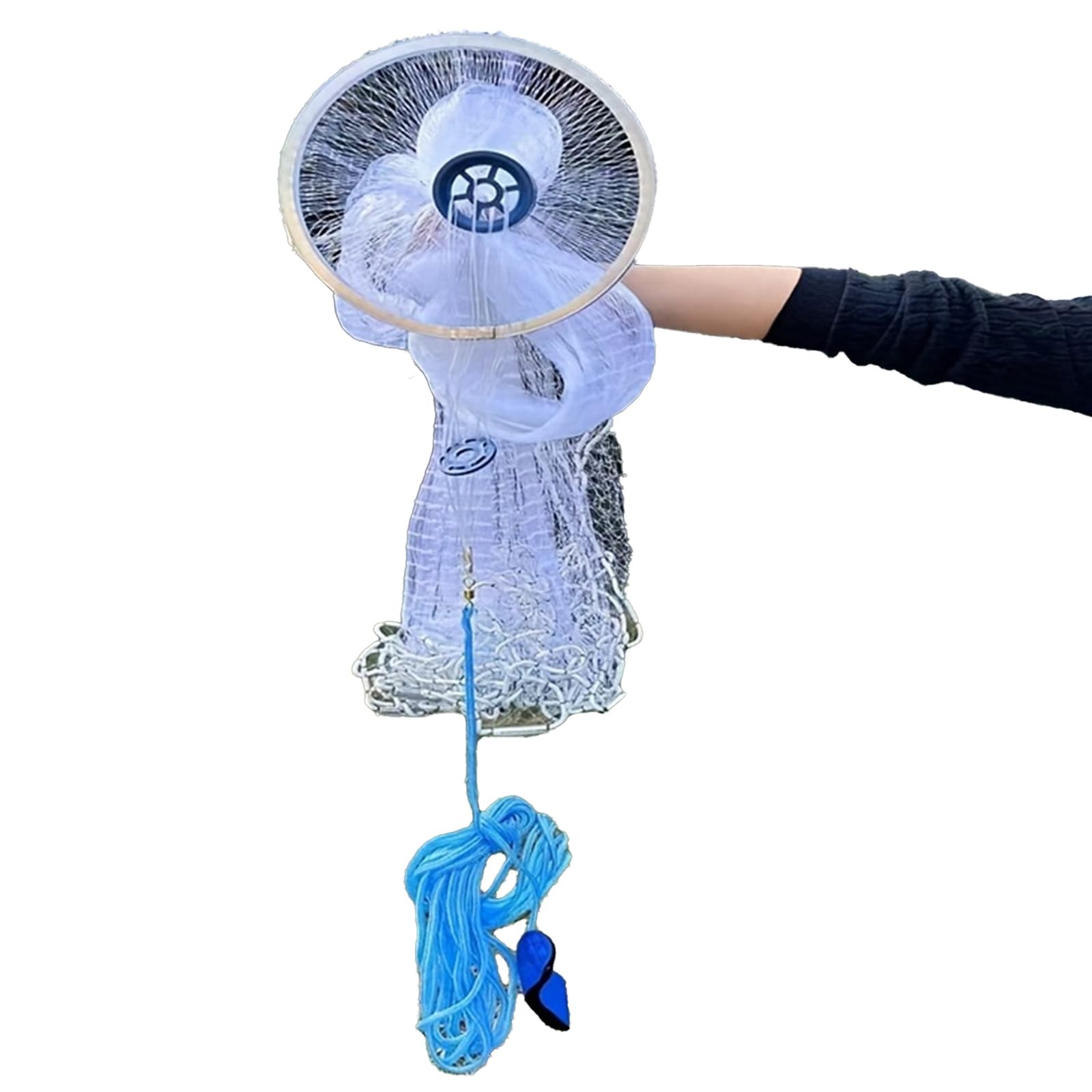 Fishing Cast Net Hand Throw Fishing Net Outdoor Monofilament Cast Net Portable Durable Fishing Accessories Trap Accessory (Radius/Height: 3ft/0.9m)