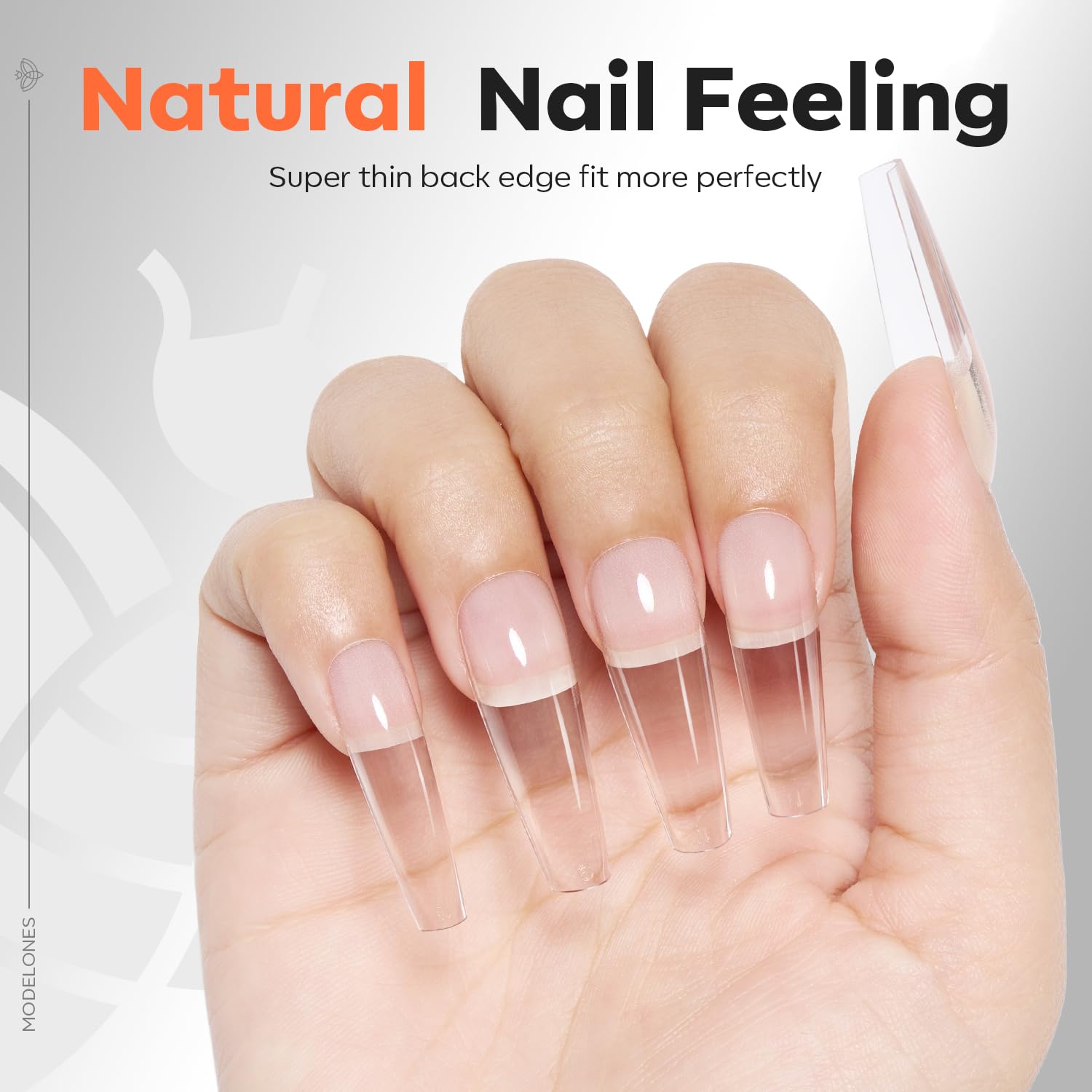 Modelones Tipsy do paznokci 120 sztuk - komplet tipsów do pełnego pokrycia, zestaw tipsów w żelu, pre-bufowane tipsy z żywicy PMMA, sztuczne paznokcie do naklejenia Nail Art DIY, 15 rozmiarów, długie