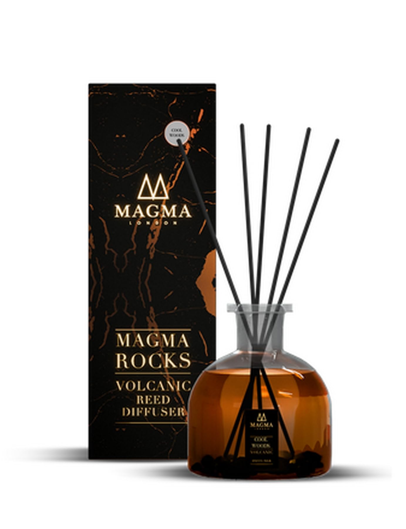 Magma London Lava Stone Reed Diffuser - Cool Woods Scent - Home Fragrance - Organic Aroma Stones