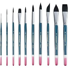 ترانسون 10 قطع طقم فرشاة طلاء مائية طبيعية احترافية للون Watercolor Acrylic Ink Gouache Tempera أزرق اللون