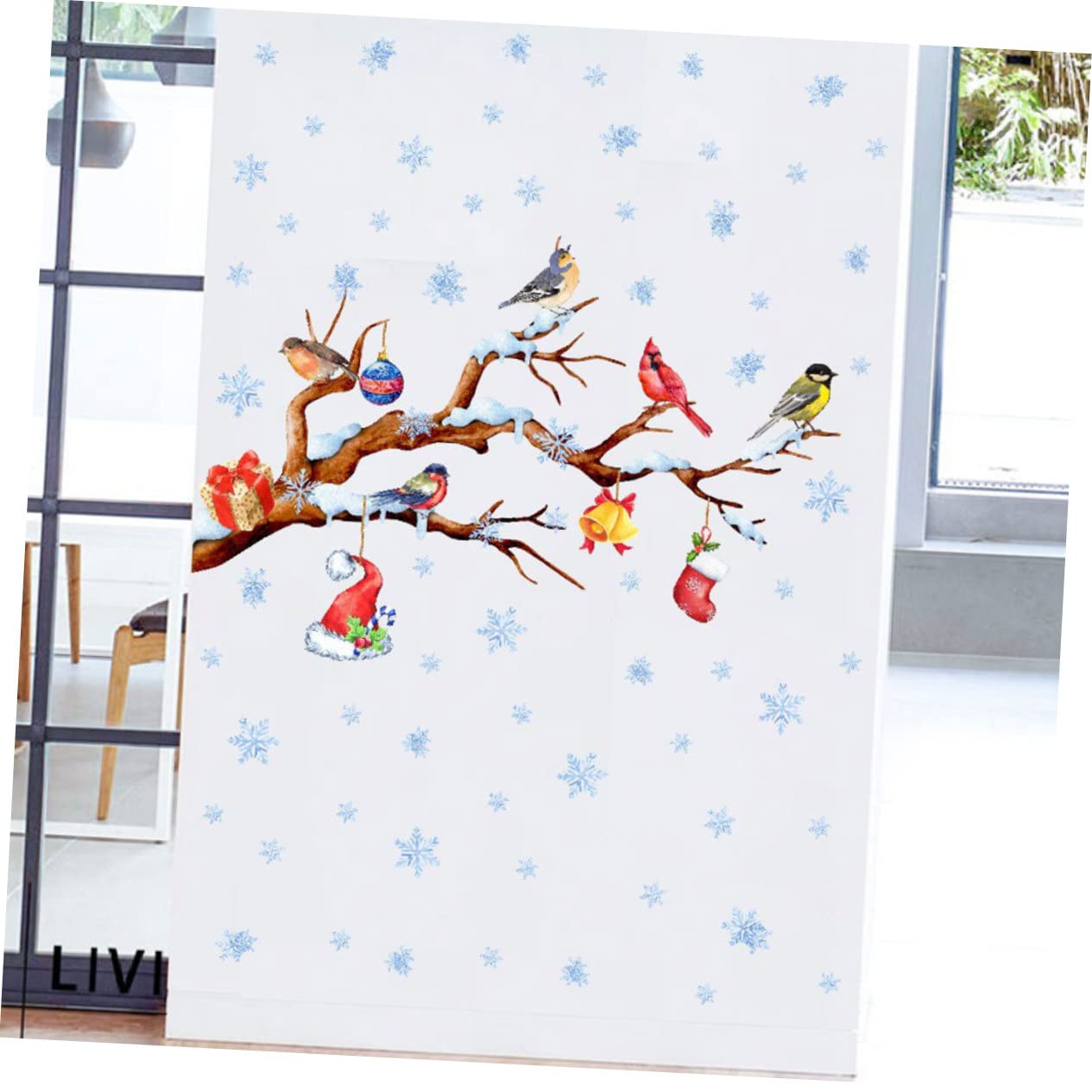 Cabilock 5 Fogli Vetrofanie natalizie etichette etichetta Accessori adesivi parete stickers per decora adornare la finestra del festival aggrappa adesivi con fiocchi di neve pvc