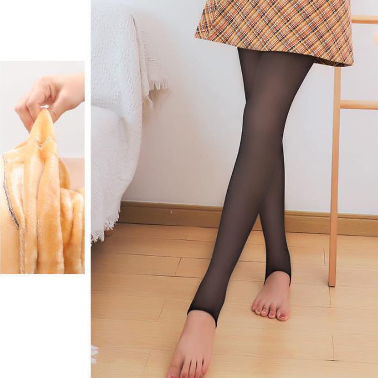 2 stuks dames fleece gevoerde panty's, winter thermische panty's, nep doorschijnende leggings, elastische dikke fleece panty's (kleur: koffiekleur, maat: 85G) (zwart 300G 2 stuks dames fleece gevoerde panty's, winter thermische panty's, nep doorschijnende leggings, elastische dikke fleece panty's (kleur: koffiekleur, maat: 85G) (zwart 300G