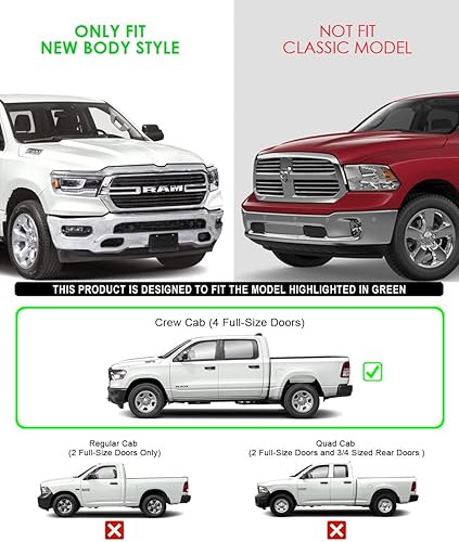 Miniatura 2 de APS Estribos laterales de acero inoxidable 304 compatibles con Ram 1500 Crew Cab 2019-2025 (no es compatible con 2018 generación anterior