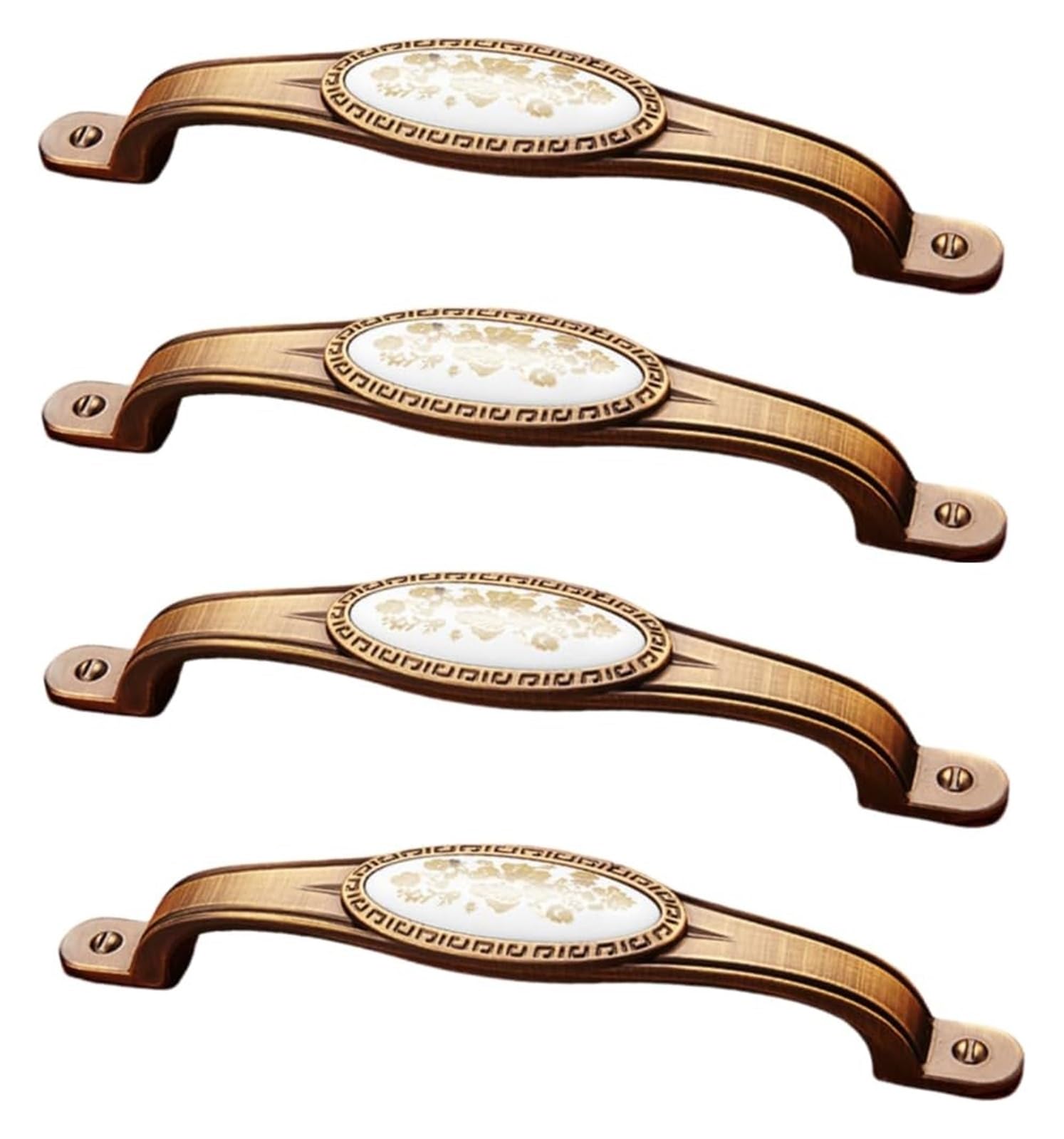 Nlqcsxwep 128Mm Golden Flower Zinc Alloy Cabinet Bow Handle, Zinc Alloy And Ceramic Cabinet And Drawer Handles Pack Of 4 Multicolor(128Mm Golden Flower)